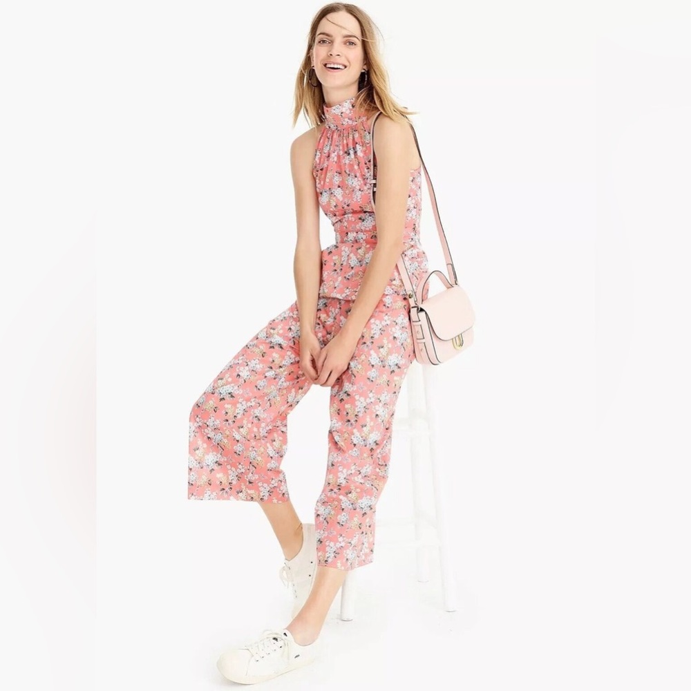 J. Crew Liberty of London Josephine Floral Print Jumpsuit in Peach Floral Size 4